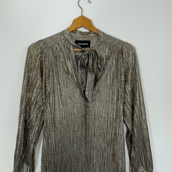 Sabina Musayev‎ Metallic Tie Neck Shimmer Dress - Picture 4 of 10